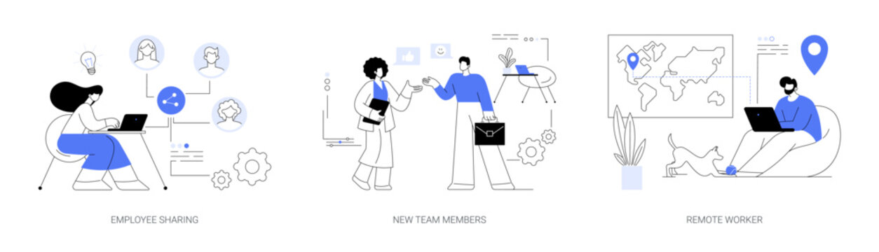 Teamwork abstract concept vector illustrations.