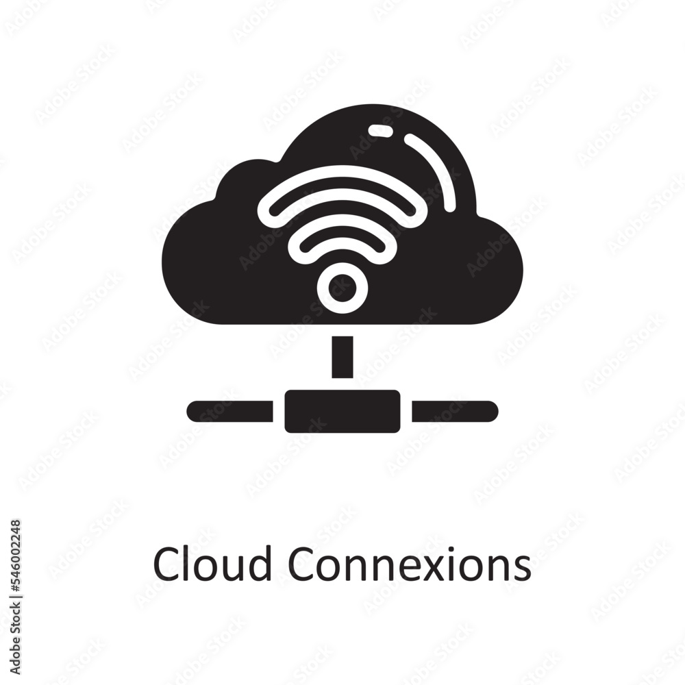 Poster cloud connexions vector solid icon design illustration. cloud computing symbol on white background e
