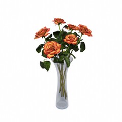 vase with Flowers, isolated on white background, 3D illustration, cg render
