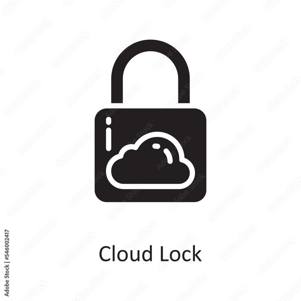 Poster cloud lock vector solid icon design illustration. cloud computing symbol on white background eps 10 