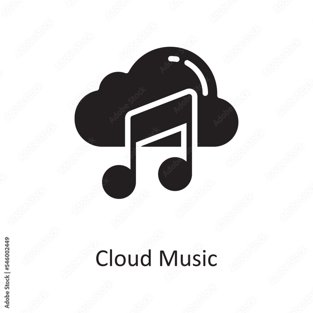 Poster cloud music vector solid icon design illustration. cloud computing symbol on white background eps 10