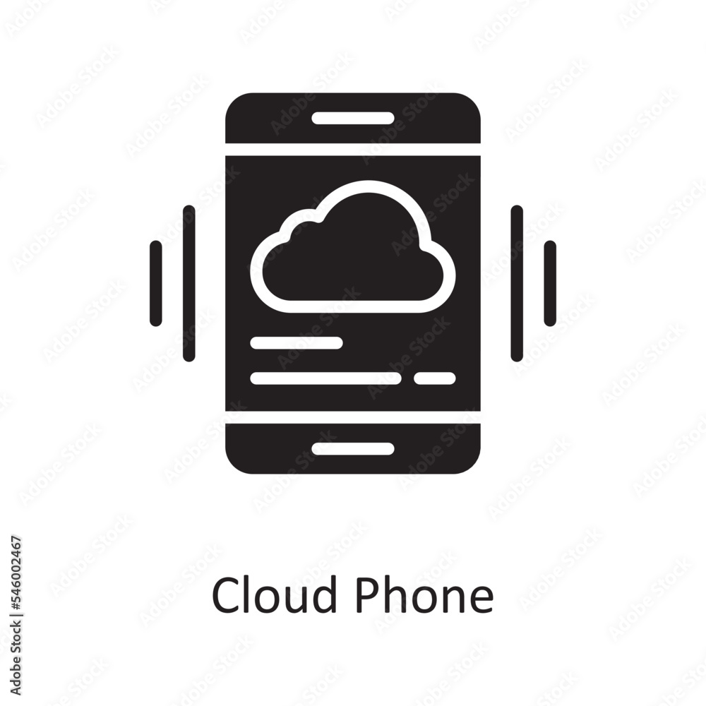 Poster cloud phone vector solid icon design illustration. cloud computing symbol on white background eps 10