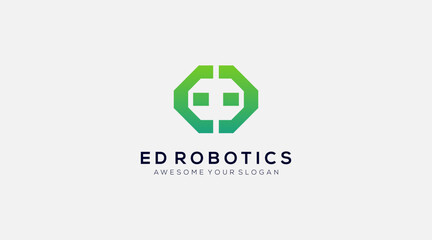 Initial letter ED robotics logo template vector illustration