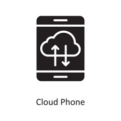 Cloud Phone Vector Solid Icon Design illustration. Cloud Computing Symbol on White background EPS 10 File