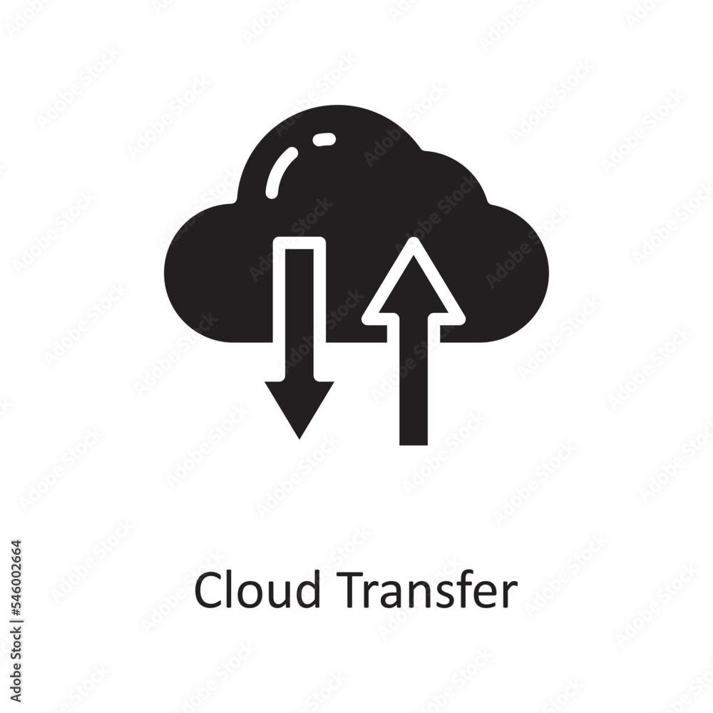 Poster cloud transfer vector solid icon design illustration. cloud computing symbol on white background eps