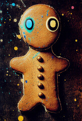 gingerbread man on a black background