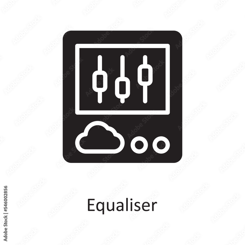 Poster equaliser vector solid icon design illustration. cloud computing symbol on white background eps 10 f