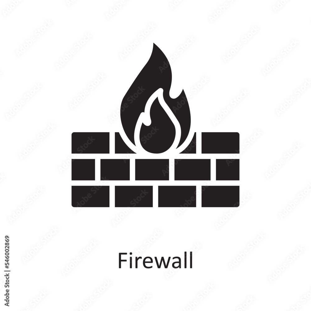Poster firewall vector solid icon design illustration. cloud computing symbol on white background eps 10 fi