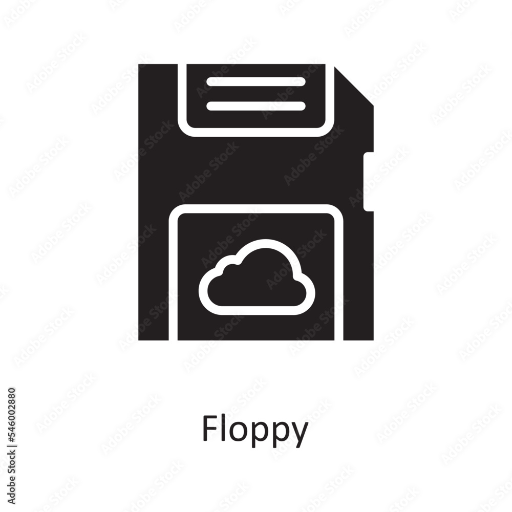 Poster floppy vector solid icon design illustration. cloud computing symbol on white background eps 10 file
