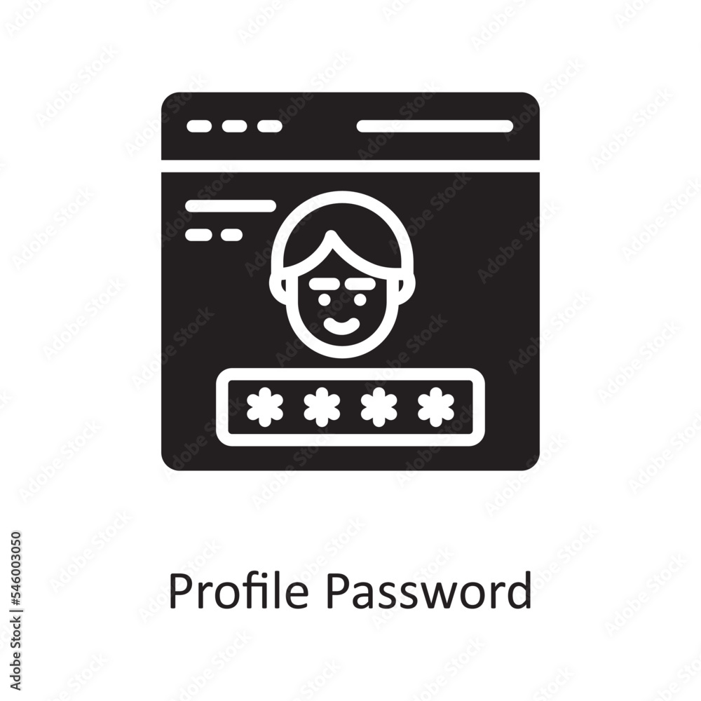 Poster profile password vector solid icon design illustration. cloud computing symbol on white background e