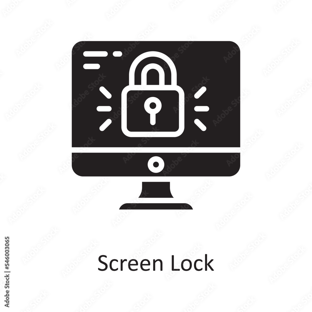 Poster screen lock vector solid icon design illustration. cloud computing symbol on white background eps 10