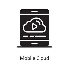 Mobile Cloud Vector Solid Icon Design illustration. Cloud Computing Symbol on White background EPS 10 File