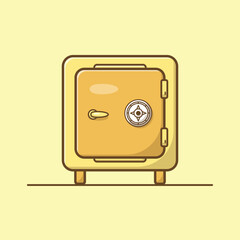 Simple cartoon illustration of a yellow money safe. Business concept