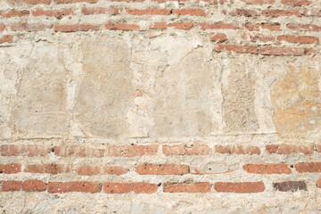 Light Old Brickwork Texture. Ancient Brick Wall.