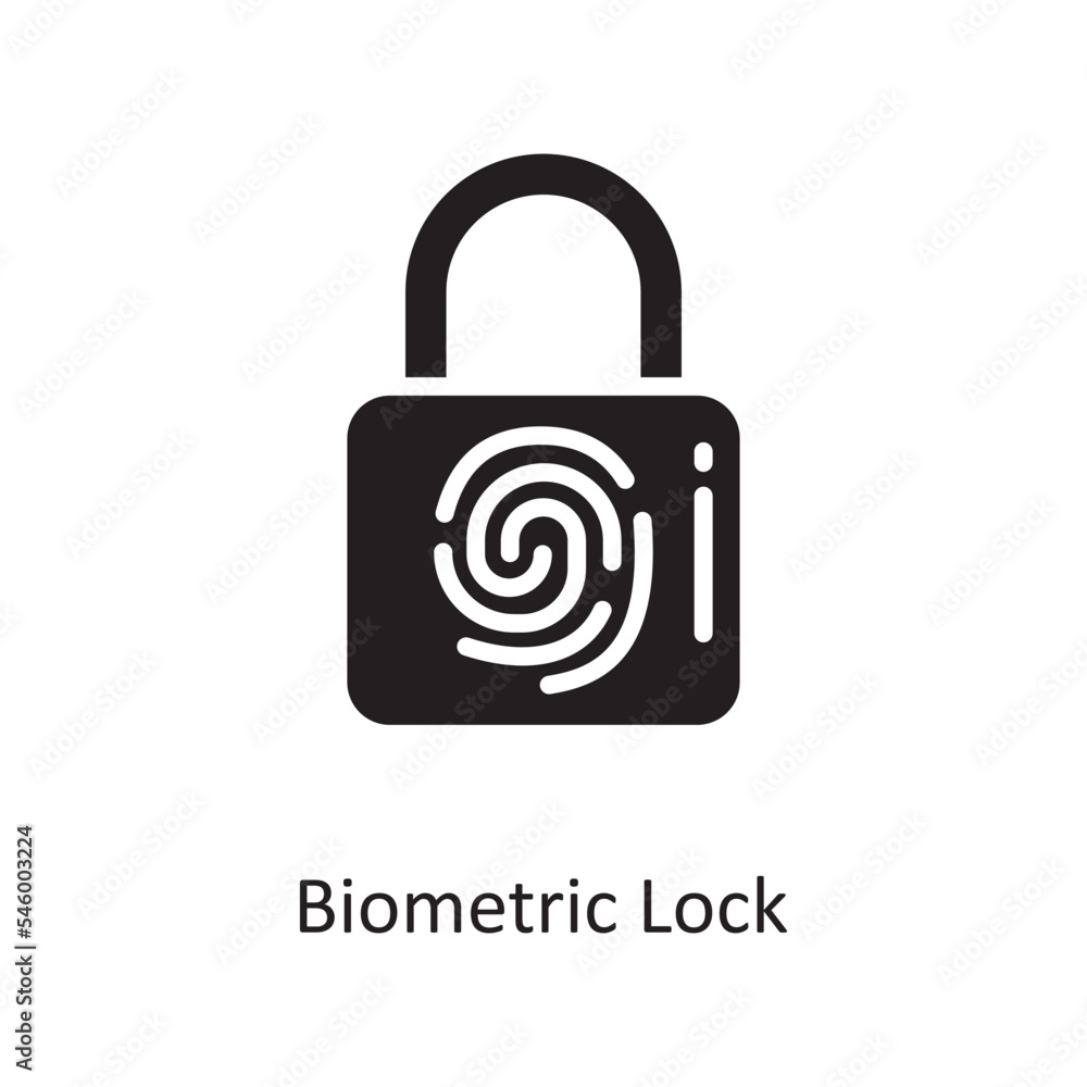 Poster biometric lock vector solid icon design illustration. cloud computing symbol on white background eps