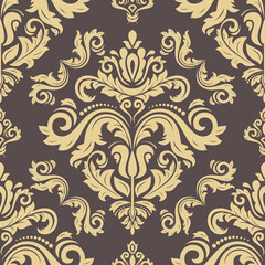 Orient vector classic pattern. Seamless abstract background with vintage elements. Orient brown and yellow pattern. Ornament for wallpapers and packaging
