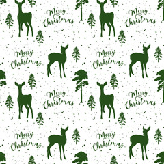 christmas background with deer, pattern with deer