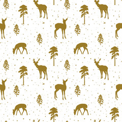 christmas background with deer, pattern with deer