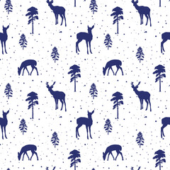 christmas background with deer, pattern with deer