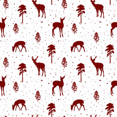christmas background with deer, pattern with deer