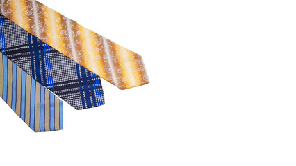 White background colorful vintage or retro ties and necktie.