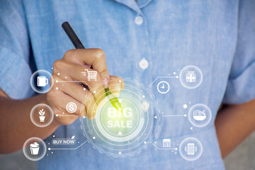 Businessman online shopping, spending money, work from home concept, ordering or selling online with modern concept of people at home.
