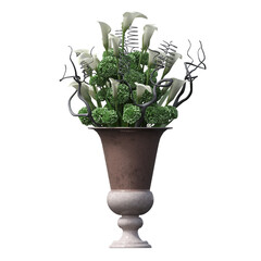 vase with Flowers, isolate on a transparent background, 3D illustration, cg render