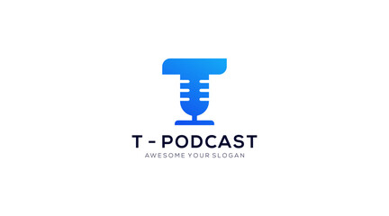 
Letter t podcast logo design icon vector template 