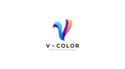 Logo Letter V colorful logo design vector template