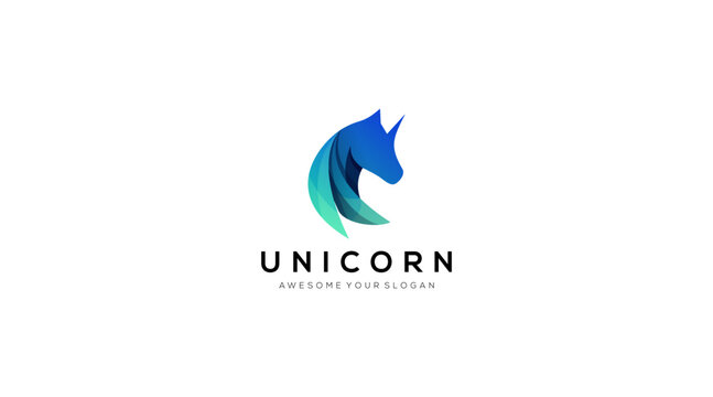 Unicorn logo design vector template illustration
