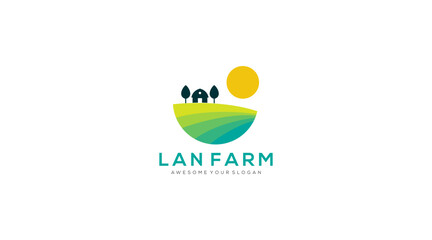 Green farm logo design vector template