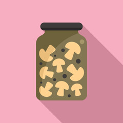 Pickled mushroom icon flat vector. Food pickle. Cooking product