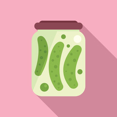Canned cucumber icon flat vector. Food pickle. Can jar