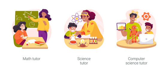 Fototapeta premium Academic coaching isolated cartoon vector illustration set