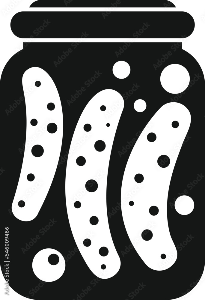 Poster canned cucumber icon simple vector. food pickle. can jar