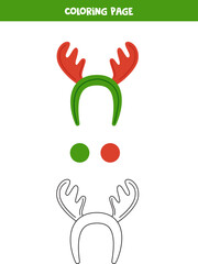 Color cartoon Christmas reindeer hairband. Worksheet for kids.