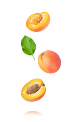 Apricots isolated on white or transparent background.