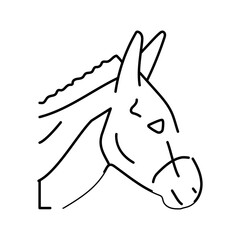 donkey animal zoo line icon vector illustration