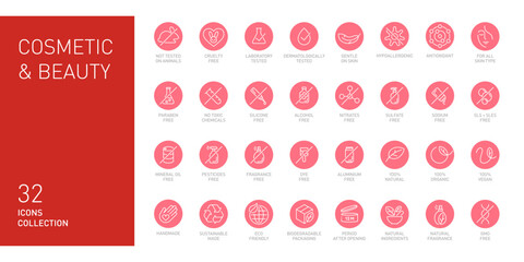 Natural cosmetics vector badge logo icons set