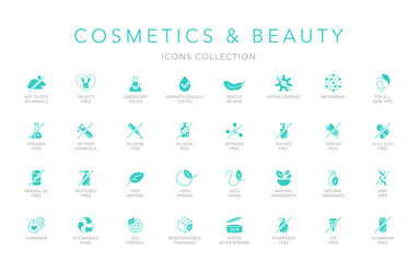 Natural cosmetics vector badge logo icons set