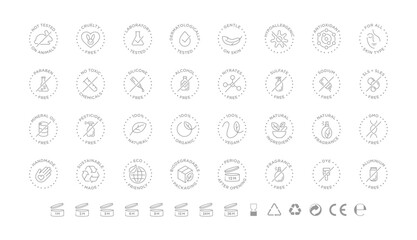 Natural cosmetics vector badge logo icons set