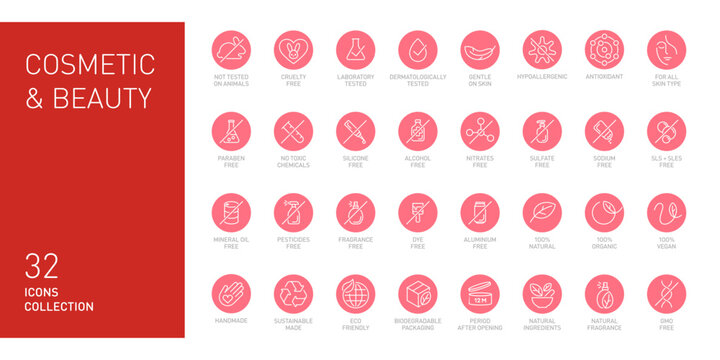 Natural cosmetics vector badge logo icons set