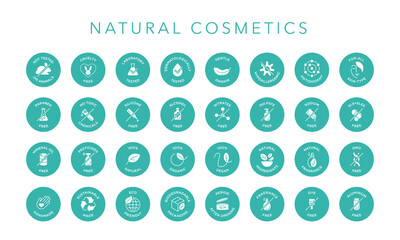 Natural cosmetics vector badge logo icons set