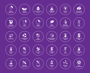 Natural cosmetics vector badge logo icons set