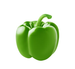 Green sweet bell pepper isolated on white or transparent background.