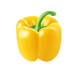 Yellow sweet bell pepper isolated on white or transparent background.