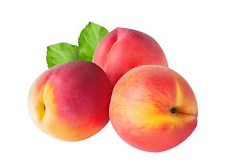  Peach fruits isolated on white or transparent background.