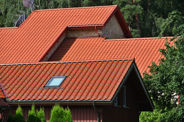 New red clay tiles on roof