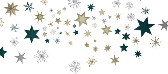 Snowflakes and bokeh lights on the blue Merry Christmas background. 3D render