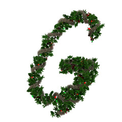 Christmas wreath with lights and girland typeface text the character G